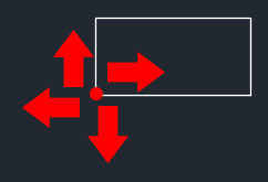 تعليم الاوتوكاد - صورة توضح إمكانية انشاء مربع الأبعاد في أي من الاتجاهات الأربعة من حيث تعد نقطة المربع الأولى نقطة المركز.